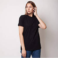 Літня бавовняна базова футболка жіноча чорна Regular розмір L (BI3131)
