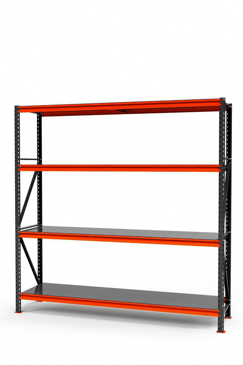 Стелаж для складу, архіву, магазину. SN п. 2000х2480х500 мм RAL 7024 4 яруси полиця набірна, фото 1