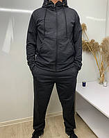 Чоловічий спортивний костюм чорний на замку весна-літо (двохнитка)