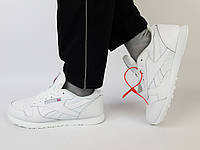 Кросівки чоловічі білі Reebok Classic Leather White. Кросівки жіночі весна літо Рибок Класік Лізер білі
