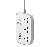 Подовжувач мережевий Ldnio SCW3451, 3USB, Type-C, 3 розетки, QC, Wi-Fi, 2 м, білий