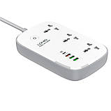 Подовжувач мережевий Ldnio SCW3451, 3USB, Type-C, 3 розетки, QC, Wi-Fi, 2 м, білий, фото 3