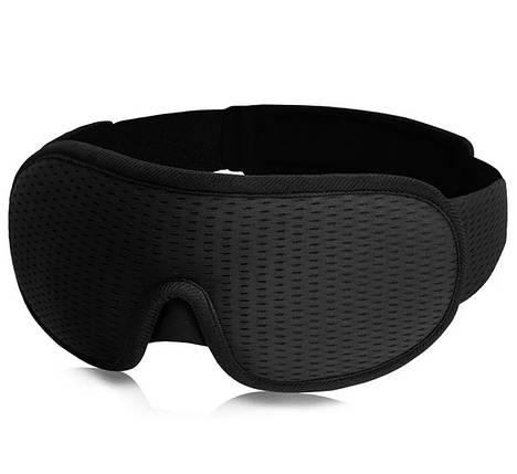 Маска для сну повітропроникна 3D Soft, наочна, чорна, фото 3