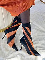 Туфли чулки женские Jimmy Choo & Mugler ботинки-носки в полоску джимми чу
