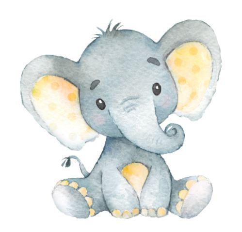 Наклейка для ростової фігури "Слоник з помаранчевими вухами" 80х80 см/інтер'єрна наклейка (без обрізу) - Жовтогарячий