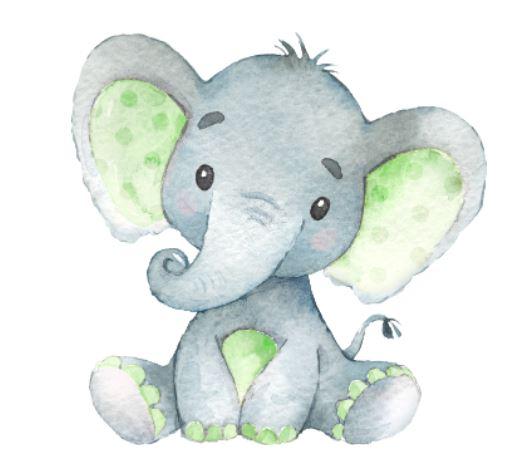 Наклейка для ростової фігури "Слоник з блакитними вухами" 80х80 см / інтер'єрна наклейка (без обрізу) = Зелений