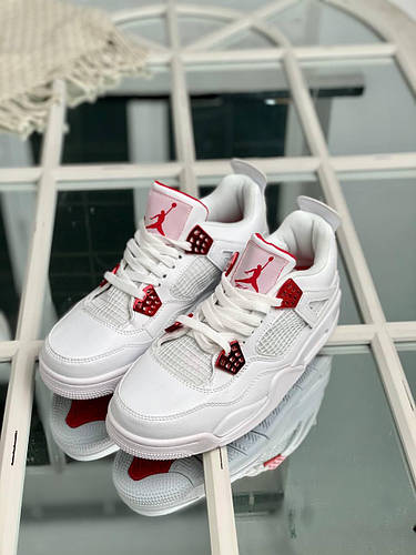Купить Белые Кроссовки Женские Кеды Джордан Jordan 4 White Red Salex ...
