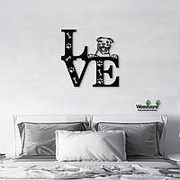 Панно Love&Paws Стаффордширский бультерьер 20x20 см - Картины и лофт декор из дерева на стену.