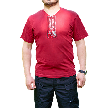 Футболка вишиванка чоловіча Brotherhood Tactical червоний 3XL, 56