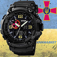 Тактичний багатофункціональний годинник Patriot 002BKSU ЗСУ Чорні + Коробка