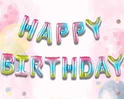 Фольгована гірлянда-напис райдужна, кулі - літери Happy Birthday, кулі фольговані розмір 40 см