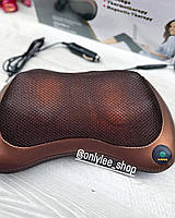 Подушка массажная Massage Pillow GHM 8028 на 8 роликов массажер с подогревом для шеи спины