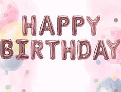 Фольгований напис рожеве золото, кулі - букви Happy Birthday, надувні фігурні букви розмір 40 см