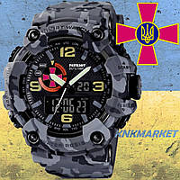 Тактичні багатофункціональні годинники Patriot 002BKSU ЗСУ Чорні + Коробка Камуфляж сирій