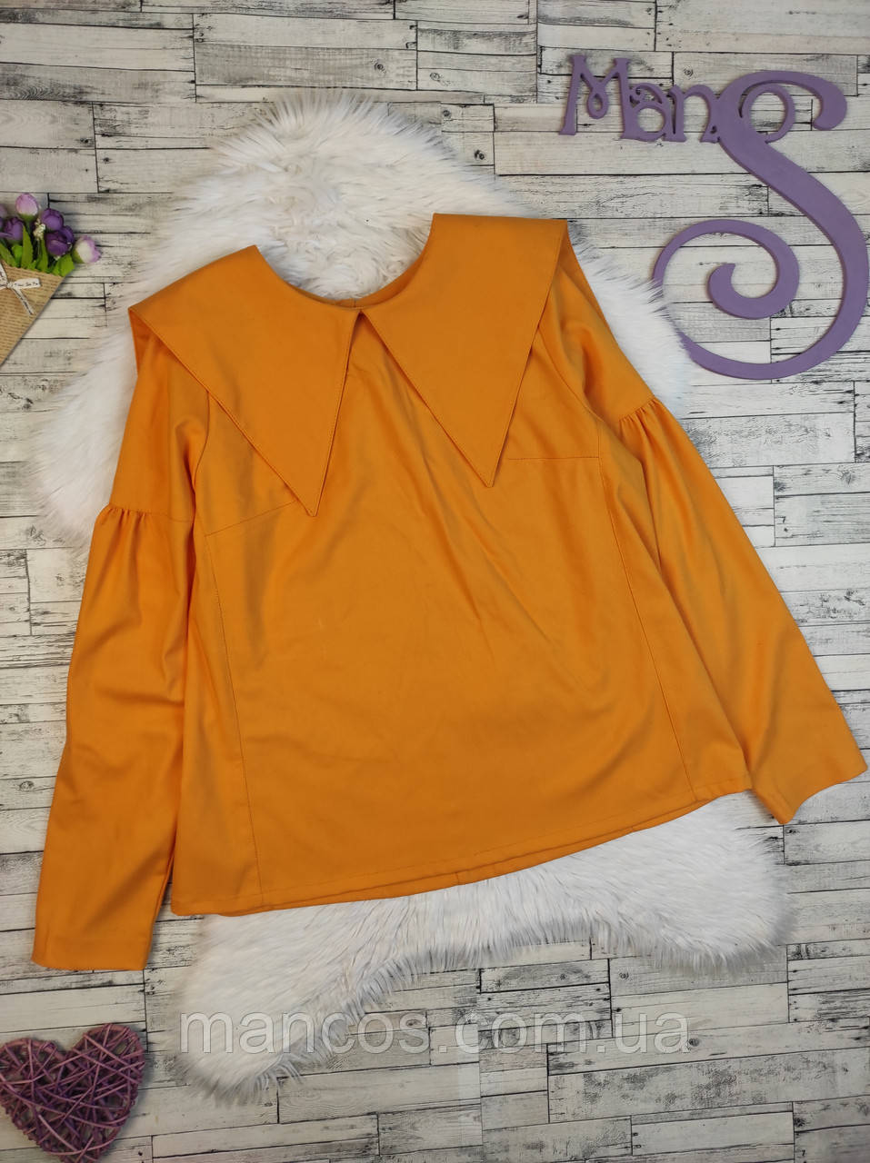 Жіноча блуза помаранчевого кольору з великим коміром Розмір 46 М