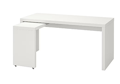 MALM Письмовий стіл з висувною панеллю, білий,151х65 см, 702.141.92