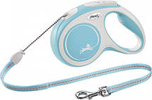 Повідець рулетка Flexi New Comfort S для собак вагою до 12 кг, трос 8 метрів, колір світло-синій