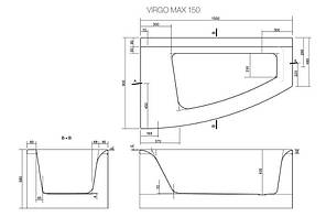 Ванна Cersanit VIRGO MAX 150 x 90 асиметрична Ліва S301-131, фото 3