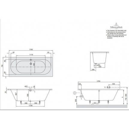 Ванна VILLEROY&BOCH O.NOVO 180*80 см, UBA180CAS2V-01, фото 2