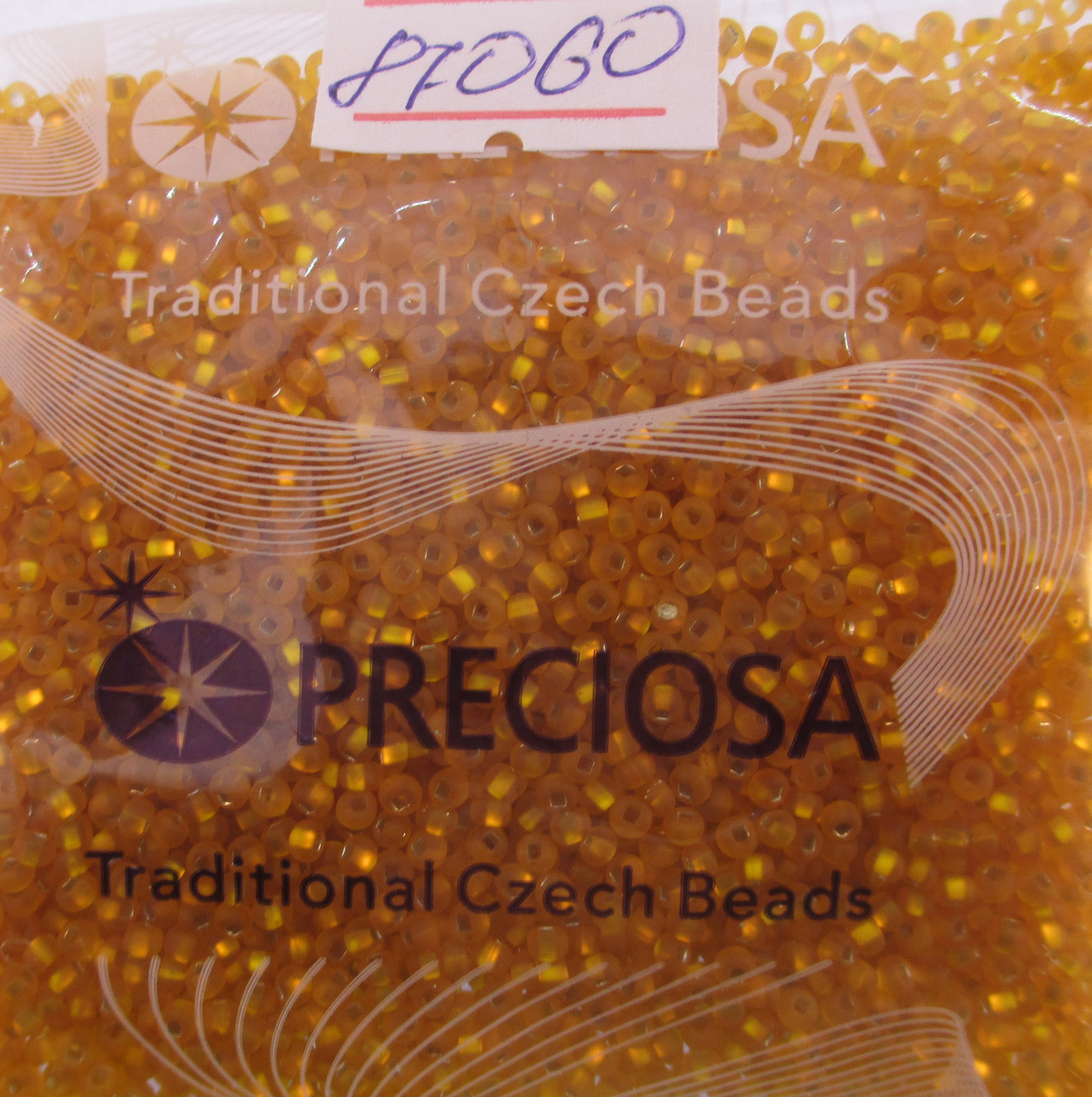 Бісер 10/0, колір - жовтий темний матовий №87060 (уп.50 грам), фото 1