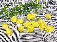 Искусственная роза с фоамирана 3х2 см (цена за шт). Цвет - желтый