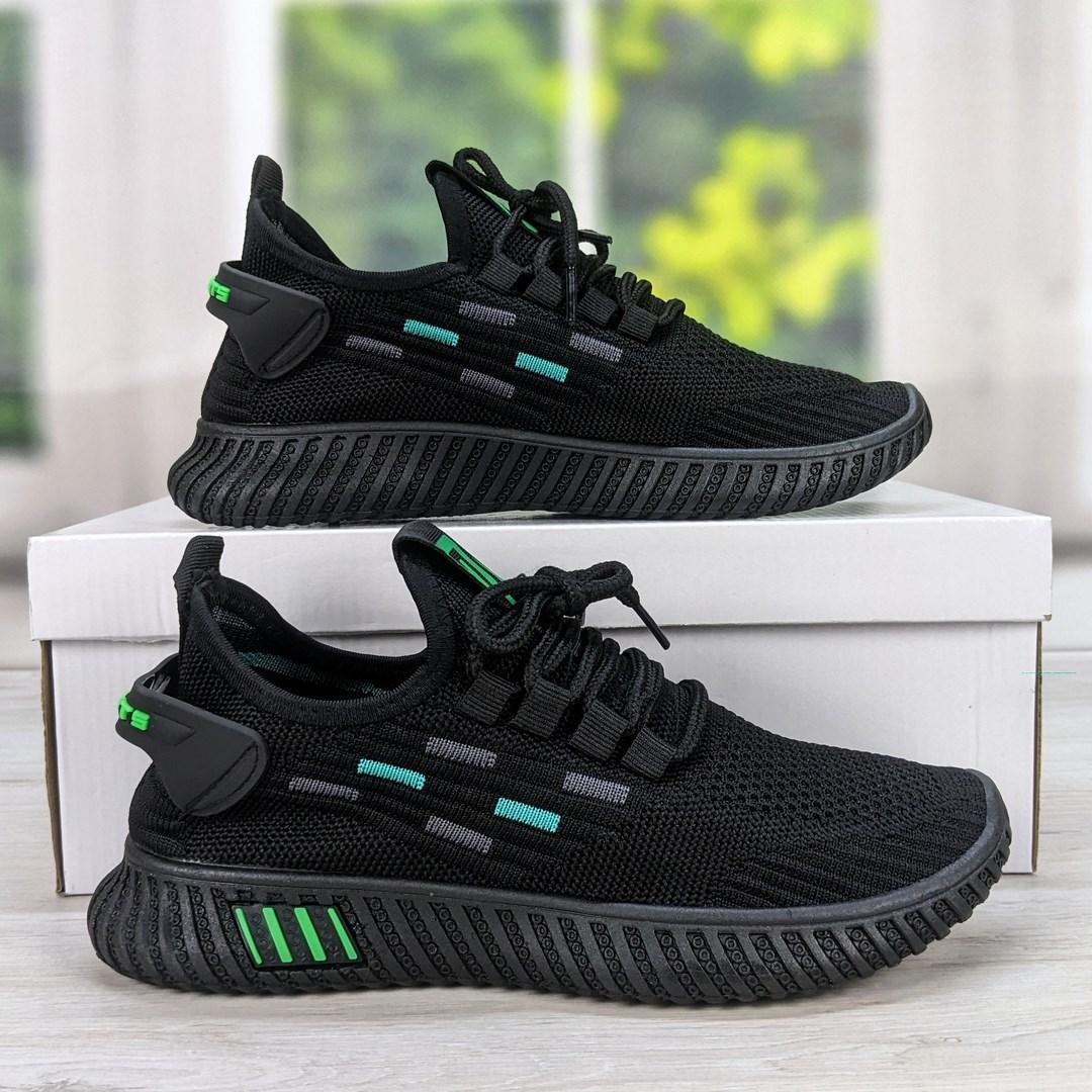 Кросівки підліткові текстильні чорні з зеленим FDEK 5042