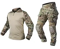 Тактический костюм Multicam Военная форма, рубашка убакс, штаны мультикам с наколенниками, спандекс