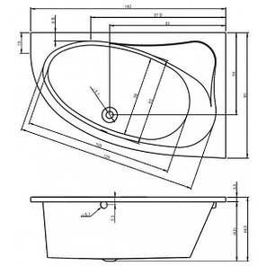Ванна Riho Lyra 140х90 L BA66, фото 2