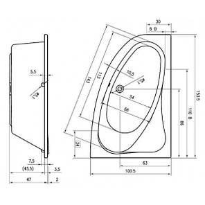Ванна Riho Lyra 153х100 L BA68, фото 2