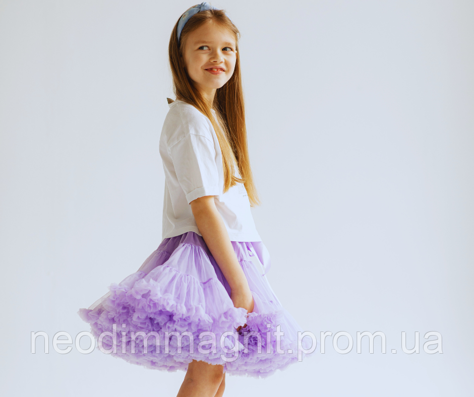 Детская пышная юбка американка Лаванда из мягкого и невесомого нейлонового шифона - фото 3 - id-p39455725