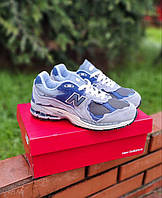 Серо-голубые замшевые мужские кроссовки New Balance 2002R