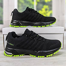 Кросівки підліткові чорні з зеленим текстильні на пінковій підошві Bonote 1657_2 36