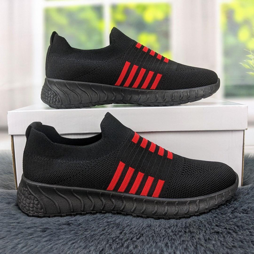 Кросівки жіночі чорні із червоним текстильні FDEK 4077, фото 1