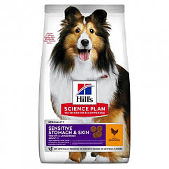 Корм Hill's Science Plan Canine Adult Sensitive Stomach Skin Medium сухий із куркою для соба, 7669688 — 273