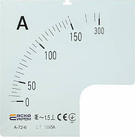 Шкала 150/5А для амперметра щитового А-72-6, АСКО