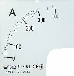 Шкала 300/5А для амперметра А-96-6, аналогова, змінний струм, нова