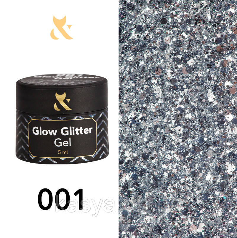 Глітер для дизайну F.O.X Glow Glitter Gel 001, 5 ml