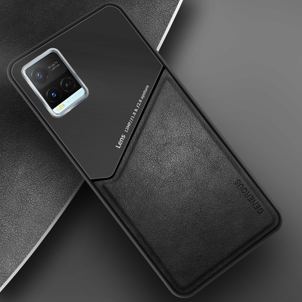 Бізнес чохол-бампер GENEROUS для Vivo Y33s 4G зі скла та штучної шкіри