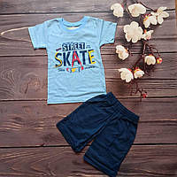 Детский набор комплект костюм на лето для мальчика 110-116 футболка и шорты хб хлопок