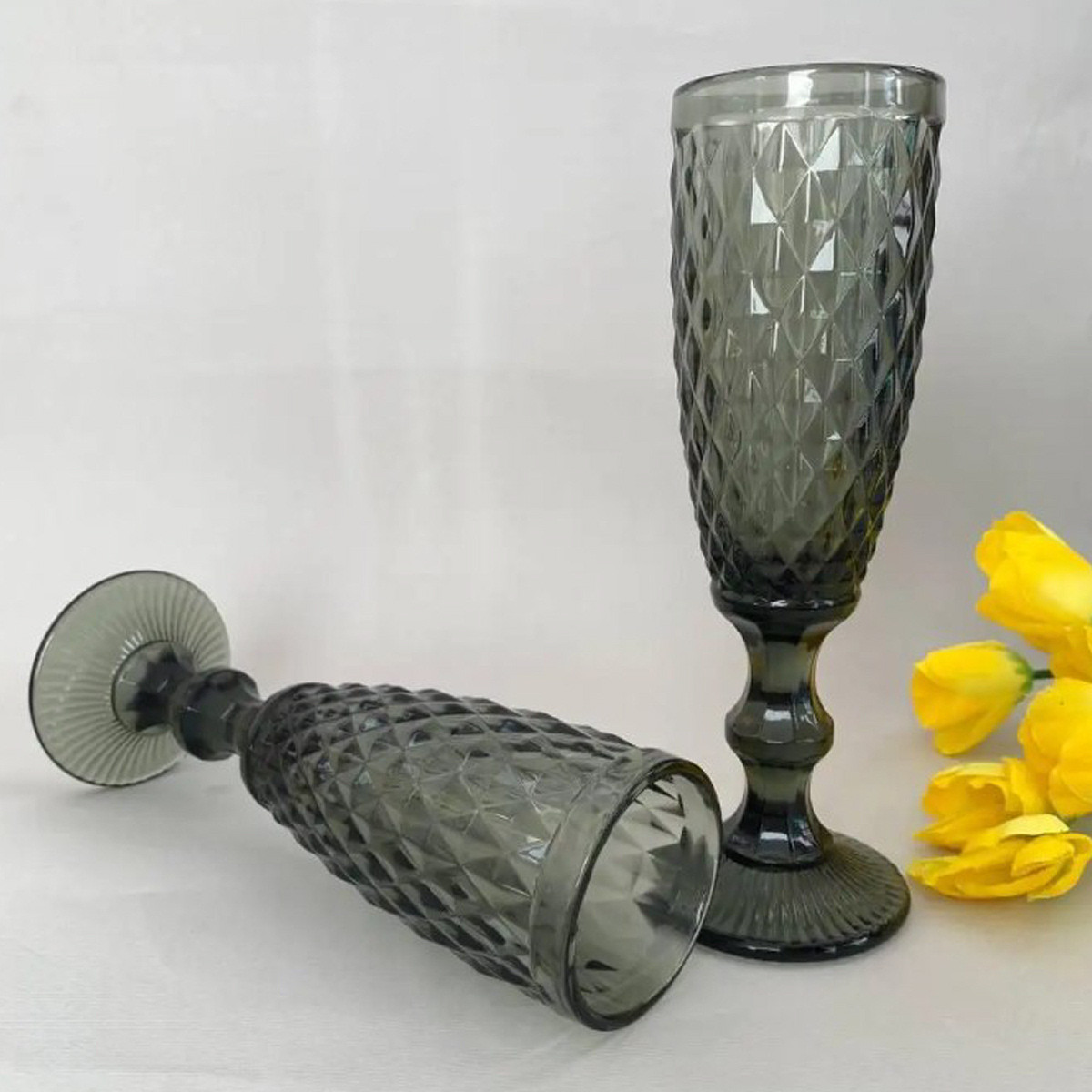 Набір келихів для шампанського A-PLUS 150 мл 6 шт (9066/2805 DZS) Smoky grey