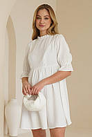 Белое муслиновое платье для беременных и кормящих мам свободного силуэта, 5501746-Б 44