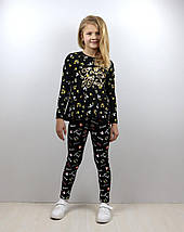 GCX-3839чор Лонгслів чорний для дівчинки квіти тм Glo-story розмір 122-128 см, фото 2