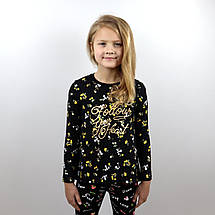 GCX-3839чор Лонгслів чорний для дівчинки квіти тм Glo-story розмір 122-128 см, фото 3