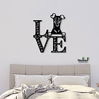 Панно Love&Bones Карликовый пинчер 20x25 см - Картины и лофт декор из дерева на стену.