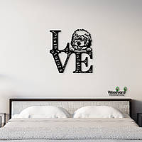 Панно Love&Bones Староанглийская овчарка 20x20 см - Картины и лофт декор из дерева на стену.