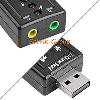 Звуковая карта USB на 2 входа (микрофон, наушники)