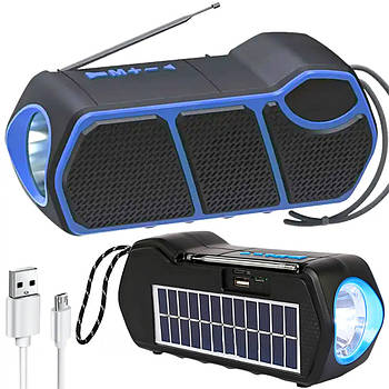 Радіоприймач акумуляторний 3в1 з USB-зарядкою, LED-ліхтарем, МР3-плеєром, TF, FM/SW/AM, Синій