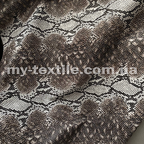 Кожзам Стрейч на трикотажі тиснений принт змії Мокко