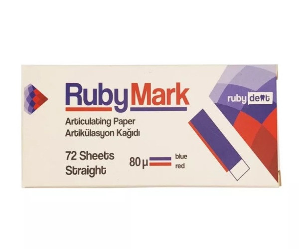 Артикуляційний папір RubyMark 80 mk прямий mini, червоно-синій 72 шт.