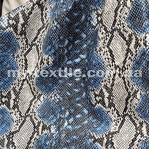 Кожзам Стрейч на трикотажі тиснений принт змії Блакитний